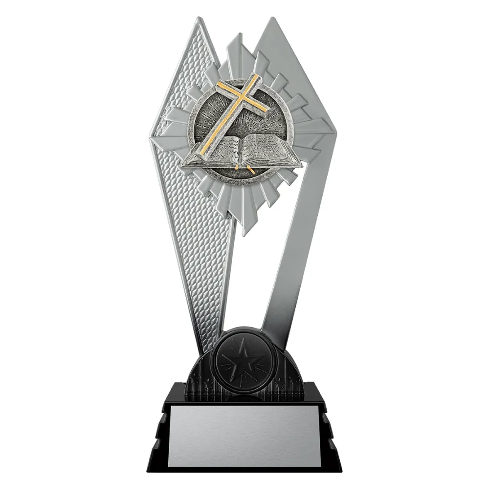 Religion Shadowcrest medium black and silver trophy with cross and bible