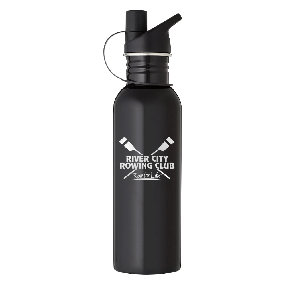 stainless steel Water Bottle black with engraving