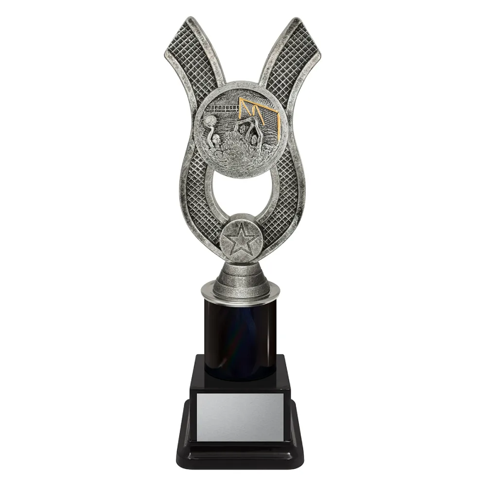Water Polo Anchor medium water polo trophy with players on a black base.