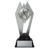 Water Polo Nighthawk medium black and silver trophy with player holding ball water polo